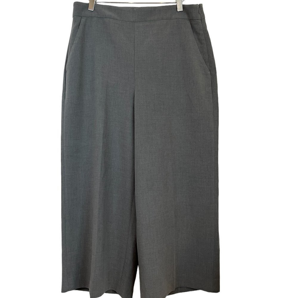 RW & Co Gray High-Rise Cropped Wide Leg Trouser Pants Career Preppy Size 12